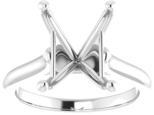 14K White 11x9 mm Emerald Solitaire Engagement Ring Mounting (3)