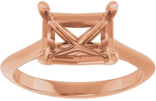 10K Rose 9x7 mm Emerald Solitaire Engagement Ring Mounting (3)