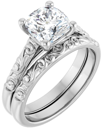 14K White 7 mm Cushion Solitaire Engagement Ring Mounting (6)