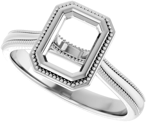 14K White 7x5 mm Emerald Solitaire Engagement Ring Mounting (5)