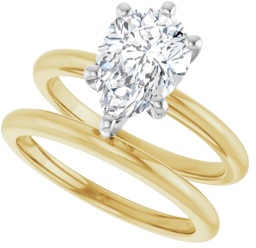 Sužadėtuvių Žiedas „Solitaire“ 585 Baltojo Ir Geltonojo Aukso Pear Shape 10mm x 7mm (10)