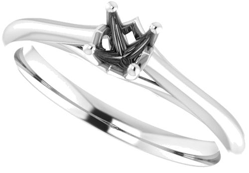 14K White 4.1 mm Round Solitaire Engagement Ring Mounting (5)