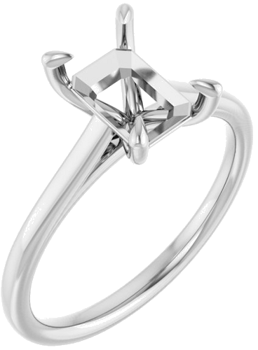 Platinum  8x6 mm Emerald Solitaire Engagement Ring Mounting (1)