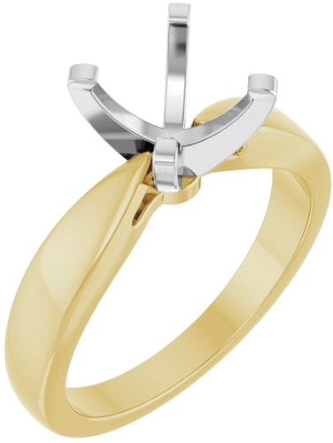 14K Yellow White 8 mm Round Solitaire Engagement Ring Mounting (1)