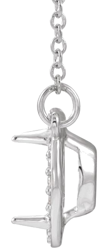 14K White 9x7 mm Oval .04 CTW Natural Diamond Semi-Set 16 1 2  Necklace (2)