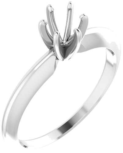 Sužadėtuvių Žiedas „Solitaire“ 585 Baltojo Aukso Round 4.2mm x 4.9mm (1)