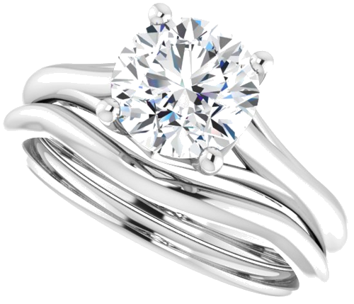 Sužadėtuvių Žiedas „Solitaire“ 585 Baltojo Aukso Round 7.4mm (10)