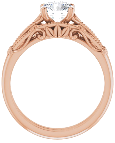Sužadėtuvių Žiedas „Sculptural-Inspired Solitaire“ 585 Rožinis Aukso Round 6.5mm (7)