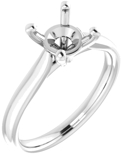 14K White 7.4 mm Round Engagement Ring Mounting (1)