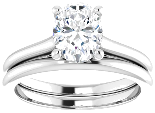 14K White 8x6 mm Oval Solitaire Engagement Ring Mounting (8)