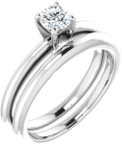 14K White  4.4 mm Round Solitaire Engagement Ring Mounting (6)