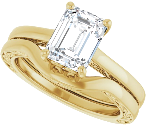 14K Yellow  8x6 mm Emerald Solitaire Engagement Ring Mounting (10)