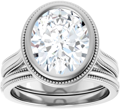 Sužadėtuvių Žiedas „Solitaire“ 585 Baltojo Aukso Oval 11mm x 9mm (7)