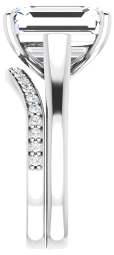 14K White 12x10 mm Emerald Solitaire Engagement Ring Mounting (9)