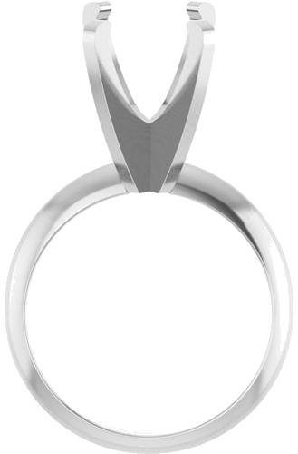 14K White 12x10 mm Oval Solitaire Engagement Ring Mounting (2)