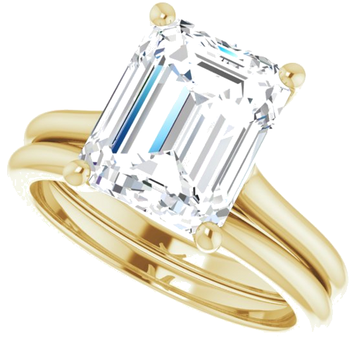 Sužadėtuvių Žiedas „Solitaire“ 585 Geltonojo Aukso Emerald 10mm x 8mm (10)