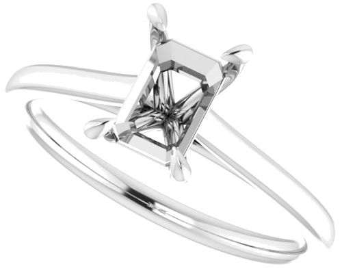 14K White  7x5 mm Emerald Solitaire Engagement Ring Mounting (5)