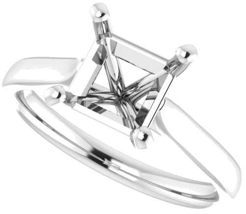 Platinum 6.5 mm Square Engagement Ring Mounting (5)