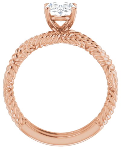 Sužadėtuvių Žiedas „Twisted Rope Solitaire“ 417 Rožinis Aukso Oval 8mm x 6mm (7)