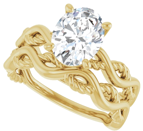 Sužadėtuvių Žiedas „Infinity-Inspired“ 585 Geltonojo Aukso Oval 9mm x 7mm (10)