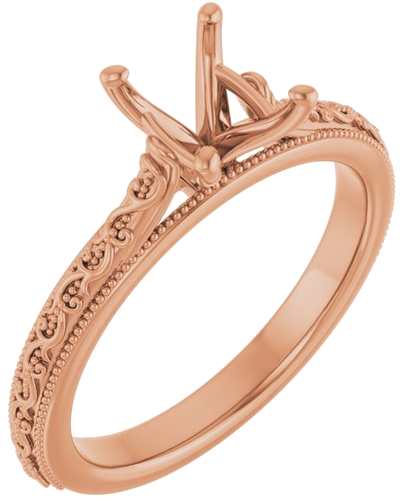 Sužadėtuvių Žiedas „Solitaire“ 585 Rožinis Aukso Oval 8mm x 6mm (1)