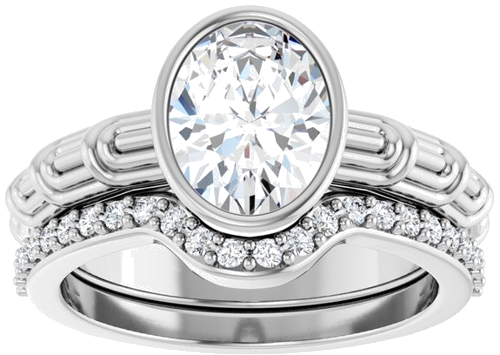 14K White 9 x 7 mm Oval Solitaire Engagement Ring Mounting (8)