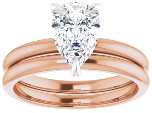 Sužadėtuvių Žiedas „Solitaire“ 585 Baltojo Ir Rožinis Aukso Pear Shape 9mm x 6mm (8)