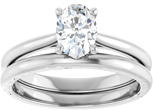 14K White 7x5 mm Oval Solitaire Engagement Ring Mounting (8)