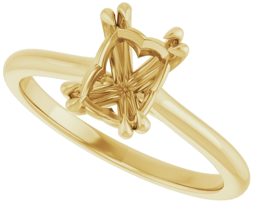14K Yellow 7x5 mm Emerald Solitaire Engagement Ring Mounting (5)