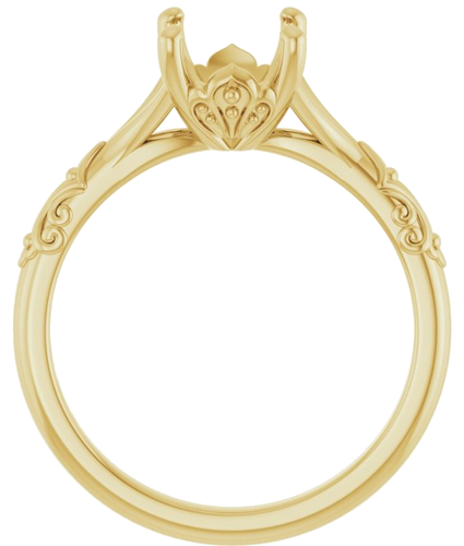 14K Yellow 9x7 mm Oval Solitaire Engagement Ring Mounting (2)