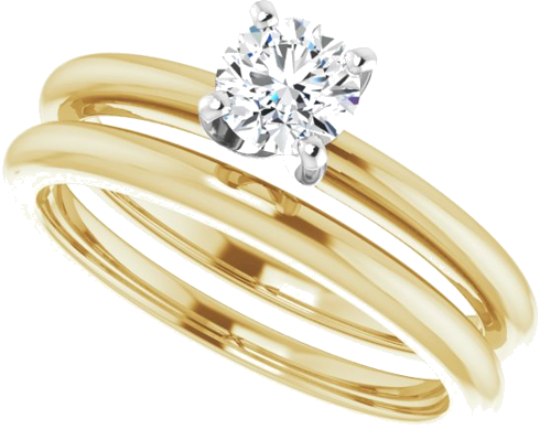 14K Yellow   White  4.8 mm Round Solitaire Engagement Ring Mounting (10)