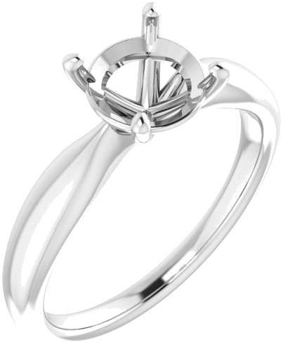 14K White  7.4 mm Round Solitaire Engagement Ring Mounting (1)
