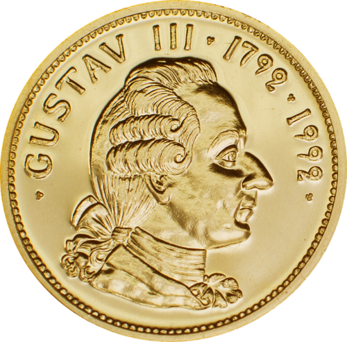 1000 kronų Gustaf III Švedija 1992 auksinė moneta (1)