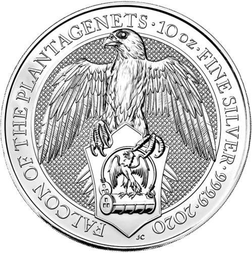 10 oz Сокол Звери Королевы 2020 Великобритания серебряная монета (1)