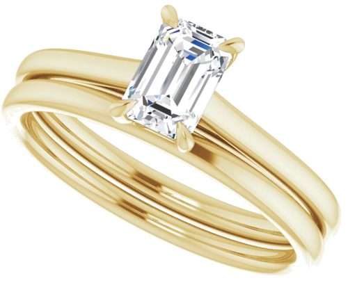 Sužadėtuvių Žiedas „Solitaire“ 585 Geltonojo Aukso Emerald 6mm x 4mm (10)