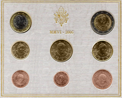 2006 Vatikanas Benediktas XVI BU Euro monetų rinkinys (2)