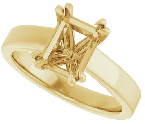 14K Yellow 8x6 mm Emerald Engagement Ring Mounting (5)