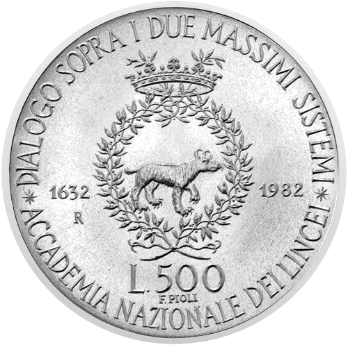 500 лири Галилео Галилей 1982 Италия сребърна монета (2)