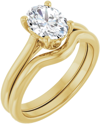 Sužadėtuvių Žiedas „Solitaire“ 585 Geltonojo Aukso Oval 8mm x 6mm (6)