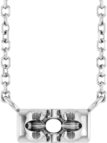 Sterling Silver 3 mm Round 1-Stone French-Set Family Bar 18  Necklace Mounting (1)