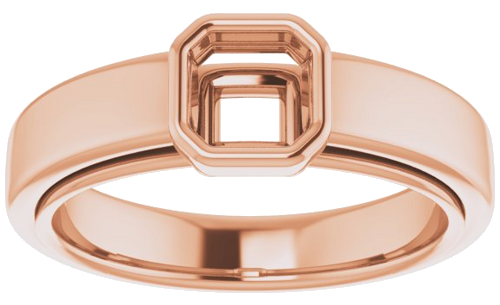 14K Rose  5 mm Asscher Solitaire Engagement Ring Mounting (3)