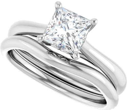 Sužadėtuvių Žiedas „Solitaire“ 585 Baltojo Aukso Square 5.5mm (10)