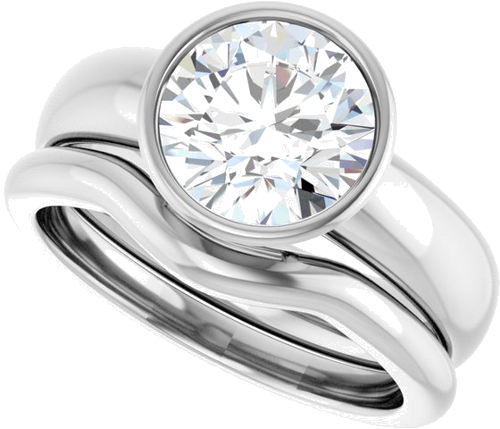 Sužadėtuvių Žiedas „Bezel-Set Solitaire“ 585 Baltojo Aukso Round 8.2mm (10)