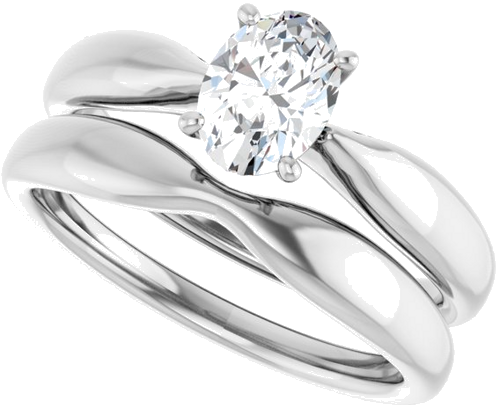 Sužadėtuvių Žiedas „Solitaire“ 585 Baltojo Aukso Oval 7mm x 5mm (10)