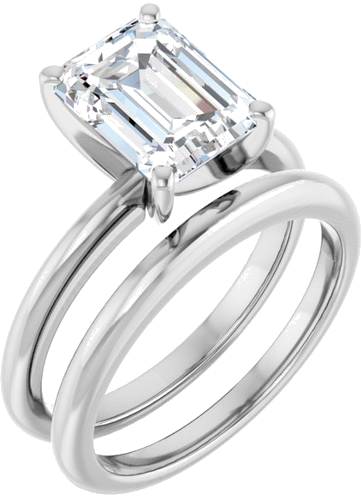 Sužadėtuvių Žiedas „Solitaire“ 585 Baltojo Aukso Emerald 9mm x 7mm (6)