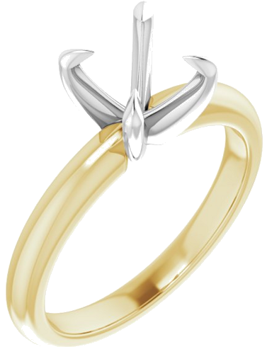14K Yellow White 7.4 mm Round Solitaire Engagement Ring Mounting (1)