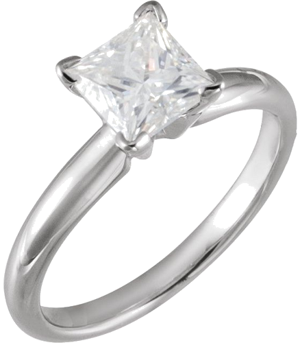 14K White 4 mm Square Solitaire Ring Mounting (4)