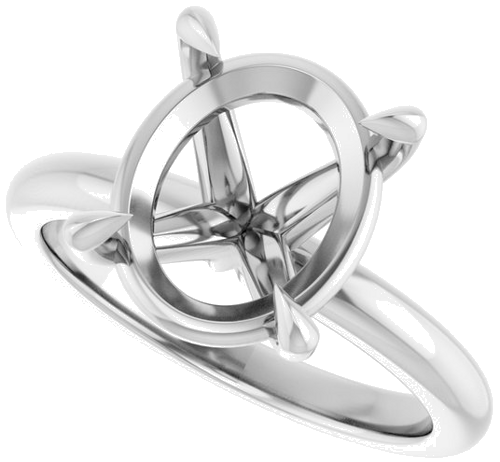14K White 12x10 mm Oval Solitaire Engagement Ring Mounting (2)