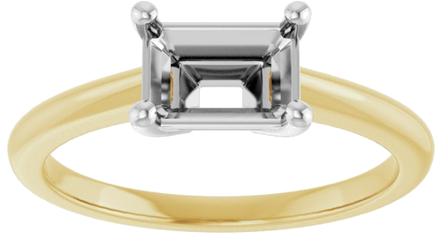 Sužadėtuvių Žiedas „Solitaire“ 585 Baltojo Ir Geltonojo Aukso Emerald 7mm x 5mm (3)