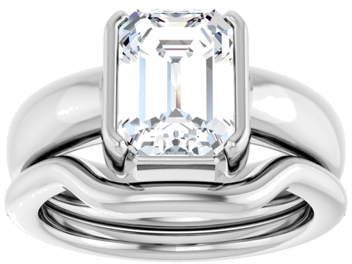 Sužadėtuvių Žiedas „Half Bezel Solitaire“ 585 Baltojo Aukso Emerald 9mm x 7mm (8)